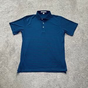 Holderness and Bourne Shirt Mens L White Blue Purple Stripe Short Sleeve Polo